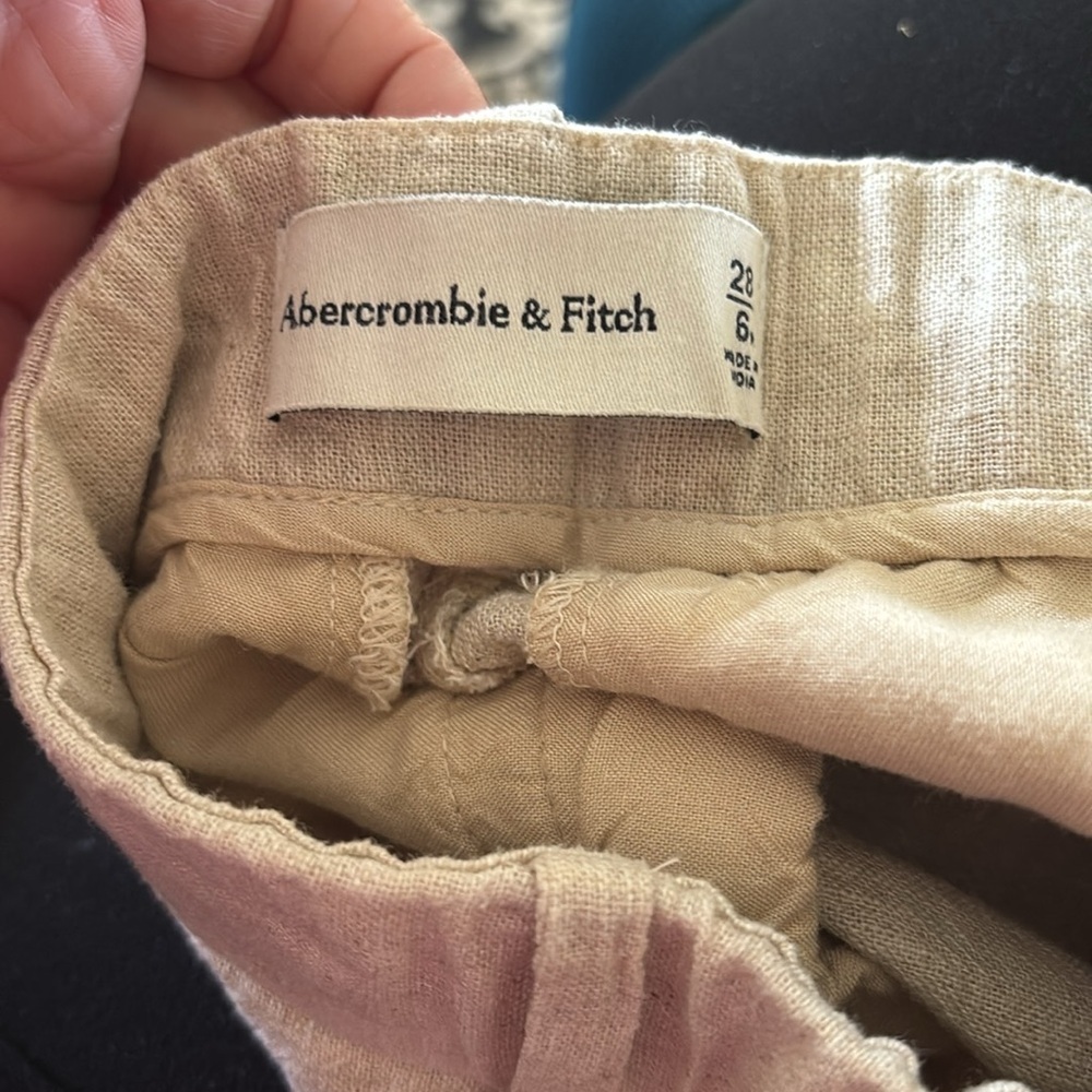 Abercrombie & Fitch Sloane Low Rise Tailored Linen-Blend Pant Sz 6/27 BEIGE - Picture 9 of 9